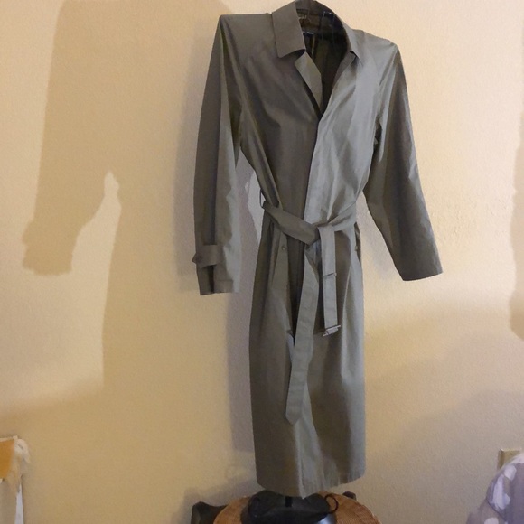 Vintage SANYO grayish green tailored cover button front Trench Coat 🧥 Size L - Picture 2 of 10
